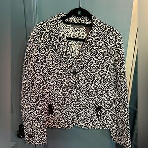 Floral Black and White Women's Jacket